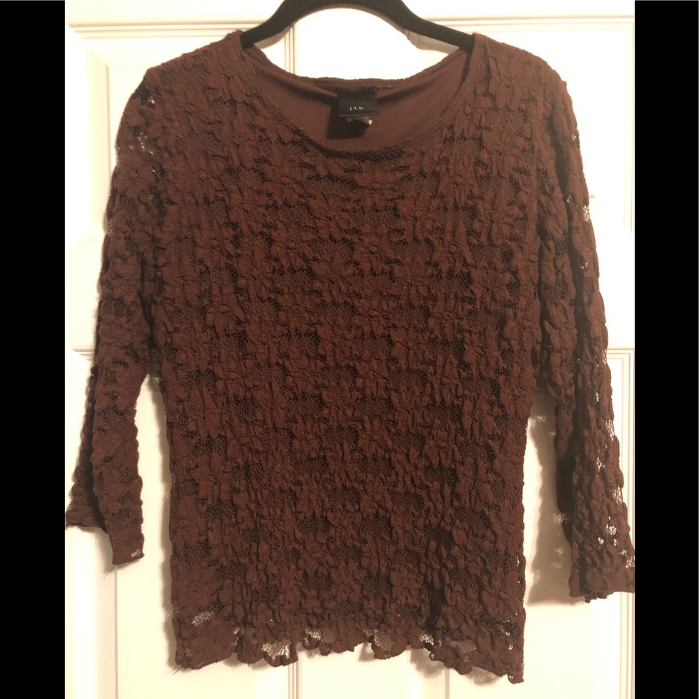 J.t.b Brown Mesh Blouse with Lined Bodice